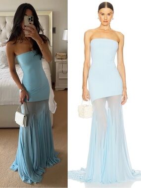 DEME by Gabriella Dahlia Strapless Gown Baby Blue NEW with tags